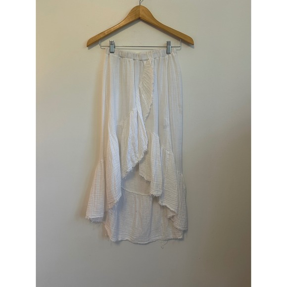 Stark X Dresses & Skirts - Stark X White Cotton Gauze High Low Ruffle Skirt | Size Small